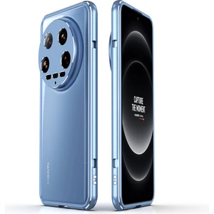 4U Sky Xiaomi 14 Ultra Telefon Tampon Kılıfı Anti-Damla Metal Çerçeve Kabuk Kamera Arka Lens Kapağı-Mavi/gümüş (Yurt Dışından)