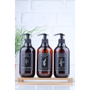 EA Home Concept 3'lü Sıvı Sabun | Bulaşık Sabunu | Çamaşır Suyu Etiketli Amber Renk 500 ml Plastik Şişe Seti