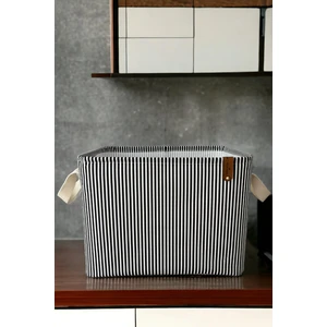 Rope Home Siyah Çizgili Çok Amaçlı Dolap Içi Oyuncak  Saklama Kutusu Sepeti Organizer 27X37X25