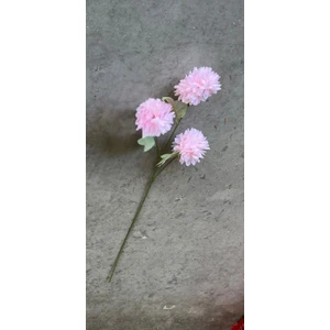 Tek Dal 3 Kafalı Kasım Patı (Pompon) Açık Pembe (Yapay Çiçektir)