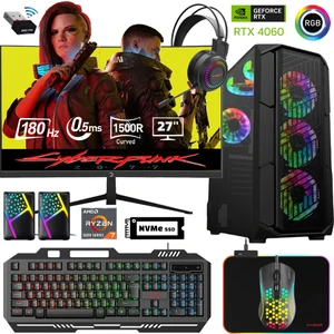 XSR491 Ryzen 7 5700X 16GB Ram 1tb M.2 Nvme SSD 8gb RTX4060 27"curved 180Hz Oyun Bilgisayarı