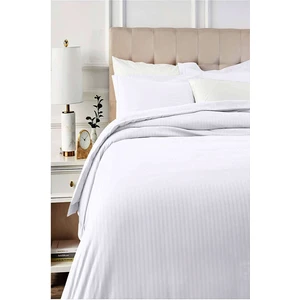 120X200 Tek Kişilik Pamuk Saten Nevresim Takımı (Lastikli Çarşaflı) 83 Tel Pamuklu Beyaz