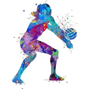 Kız Voleybol Suluboya Resim Sal Baskı Spor Hediyeleri Tablo Ahşap Poster Dekoratif