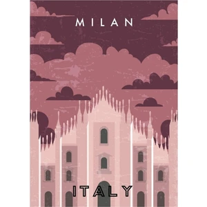 Milano, Italya - Retro Seyahat Minimalist Poster Tablo Ahşap Poster Dekoratif