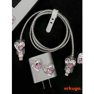 iPhone 18-20 W Şarj Cihazı Uyumlu 5 Parça Şarj Koruma Seti Kablo Koruyucu
