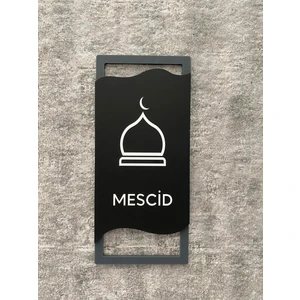 Antrasit Çerçeveli Mat Mescid Yönlendirme Levhası