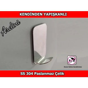 4 Adet Kendinden Yapışkanlı Paslanmaz Çelik  Banyo & Mutfak Askısı