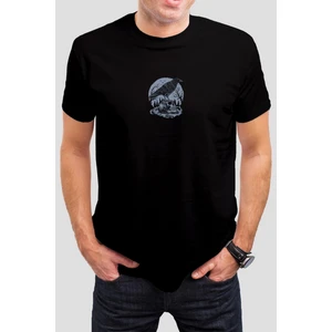 Karga ve Kuru Kafa Baskılı Siyah Unisex Tişört C598