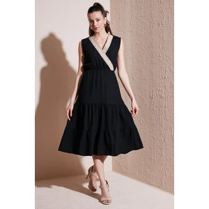 Regular Fit Kruvaze Yaka Midi Elbise Kadın Elbise 6118103