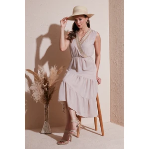 Regular Fit Kruvaze Yaka Midi Elbise Kadın Elbise 6118103