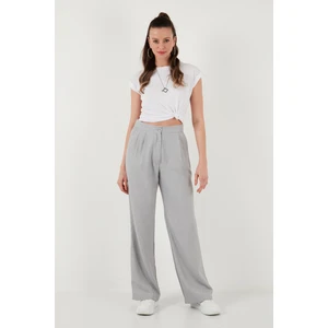 Pamuklu Relaxed Fit Yüksek Bel Bol Paça Pantolon Bayan Pantolon 673P1011