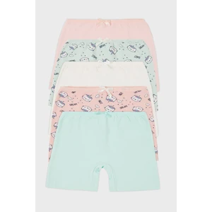 Desenli Streç Pamuklu 5'li Paket Boxer Kız Çocuk Boxer 6651009KEDI