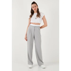 Relaxed Fit Yüksek Bel Bol Paça Pantolon Kadın Pantolon 673P1012