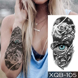 Gerçekci Realistic Göz ve Gül Desen Geçici Dövme Tattoo
