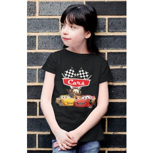 Fuddy Moda Arabalar Baskılı Unisex Çocuk Tişört, Şimşek Mcqueen Baskılı Bebek T-Shirt