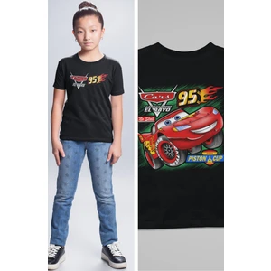 Fuddy Moda Cars Arabalar 95 Sırt Baskılı Unisex Çocuk Tişört, Şimşek Mcqueen Baskılı Bebek T-Shirt