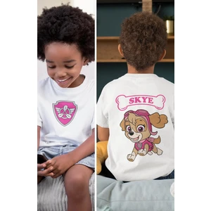 Fuddy Moda Skye Paw Patrol Sırt Baskılı Unisex Çocuk Tişört, Paw Patrol Baskılı Bebek T-Shirt