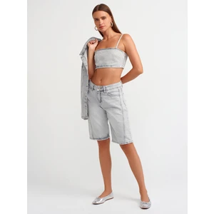 71510 Yanları Dikişli Denim Bermuda-Gri