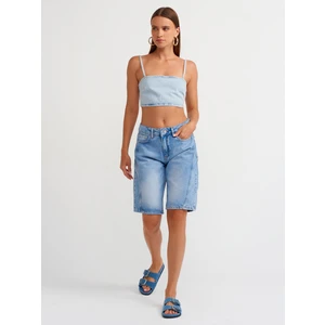 71510 Yanları Dikişli Denim Bermuda-Mavi