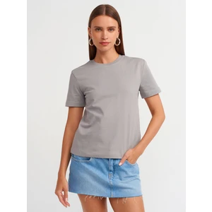 31069 Pamuklu Bisiklet Yaka  T-Shirt-Gri