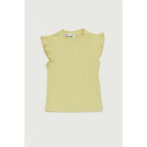 Fitilli Kolu Fırfırlı Kız Çocuk Tişört