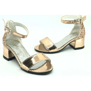 Iremsu 9989 Tek Bant Arkası Simli Topuklu Çocuk Ayakkabı