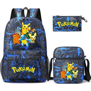 3 Adet/takım Anime Pokemon Pikachu Sırt Çantası Erkek ve Kız Hafif Çanta Hildren Okul Çantası Öğrenci Kawaii Sırt Çantası (Yurt Dışından)
