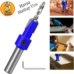 Havşa Ahşap Açma Matkap Ucu 3 mm Havşalı