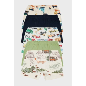 Desenli Streç Pamuklu 5'li Paket Boxer Erkek Çocuk Boxer 6651007ARABA