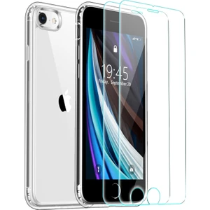 iPhone 8 Şeffaf Kılıf, 2 Adet Cam Ekran Koruyucu Seti
