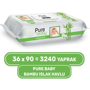 Pure Baby Organik Bambu Özlü Islak Havlu 36×90=3240 Yaprak