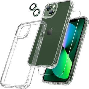 iPhone 13 Şeffaf Kılıf, Kamera Lens Koruyucu, Cam Ekran Koruyucu 3'in 1 Süper Set