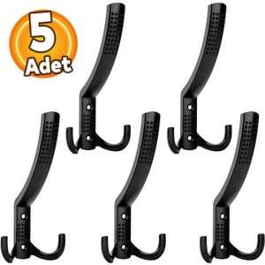 5 Adet Noktalı Portmanto Askı Vestiyer Duvar Dolap Elbise Askısı Siyah Metal Mobilya Kapı Askılığı Askılık