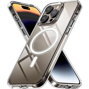 Apple iPhone 14 Pro Max Uyumlu 3D Kamera Lens Korumalı Magsafe Şeffaf Sararmaz Darbe Emici Case