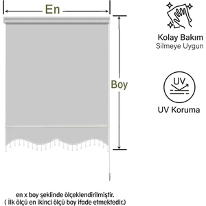 Binbir Perde Boncuklu Gri Stor Perde