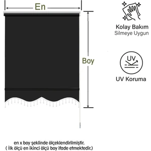 Binbir Perde Boncuklu Siyah Stor Perde