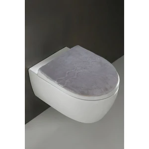 Klozet Kapak Örtüsü, Peluş Düz Gri Renk, Banyo Klozet Örtüsü