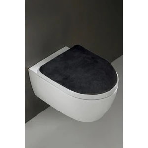 Klozet Kapak Örtüsü, Ultrasoft Düz Siyah Renk, Banyo Klozet Örtüsü