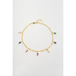 So CHIC Renkli Baget Taşlı 18 Ayar Sarı Altın Kaplama 24 cm Gümüş Hal Hal