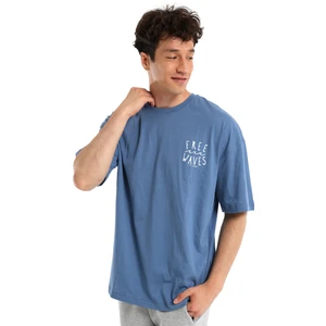 Waves Erkek Mavi Günlük Stil T-Shirt 24YETL18B02-MVI