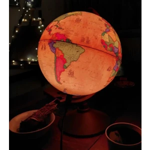 LRS Store Dünya Küresi - Işıklı- Yerküre Antik-Siyasi Dekoratif Eğitici Yer Küre Globe Ancient