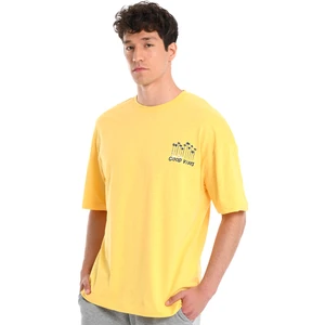 Island Erkek Sarı Günlük Stil T-Shirt 24YETL18B04-SRI