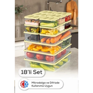 18LI Buzdolabı Dondurucu Organizer Mikrodalga ve Difrize Uygun Saklama Kabı Sarı 12x(350ML) 2x(1,65LT) 2x(1,75LT) 2x(3,5LT)