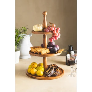 3 Katlı Ahşap Kek Pasta Sunumluk Standı, Servis Sunum Tabağı, Çok Amaçlı Ikramlık