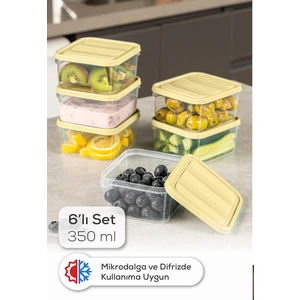 6’li 350 ml Buzdolabı Dondurucu Organizer Mikrodalga ve Difrize Uygun Saklama Kabı Sarı
