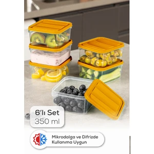 6’li 350 ml Buzdolabı Dondurucu Organizer Mikrodalga ve Difrize Uygun Saklama Kabı Turuncu
