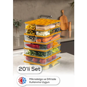 20’li Buzdolabı Dondurucu Organizer Mikrodalga ve Difrize Uygun Saklama Kabı Turuncu 12x(350ML) 4x(1,75LT) 2x(1,65LT) 2x(3,5LT)