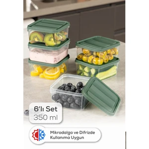 6’li 350 ml Buzdolabı Dondurucu Organizer Mikrodalga ve Difrize Uygun Saklama Kabı Yeşil