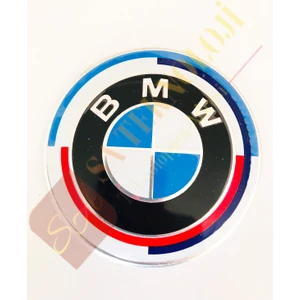 Bmw 50.yıl Logo  Kaput,bagaj,direksiyon,jant (Newtpe Mavibeyaz 82mm)