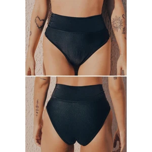 Regl Dönemine Özel Konforlu Pedkini Mayo Altı Eco Friendly Swimwear Süper Emici Yüksek Bel Bikini Altı Siyah Regl Mayosu